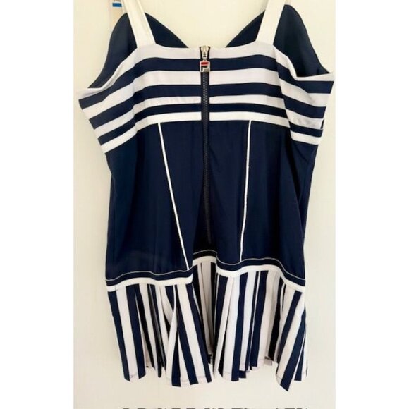 NWT FILA Heritage XL Navy White Mitered Stripe Tennis Dress Iconic Ginny Hilfige - Picture 2 of 11